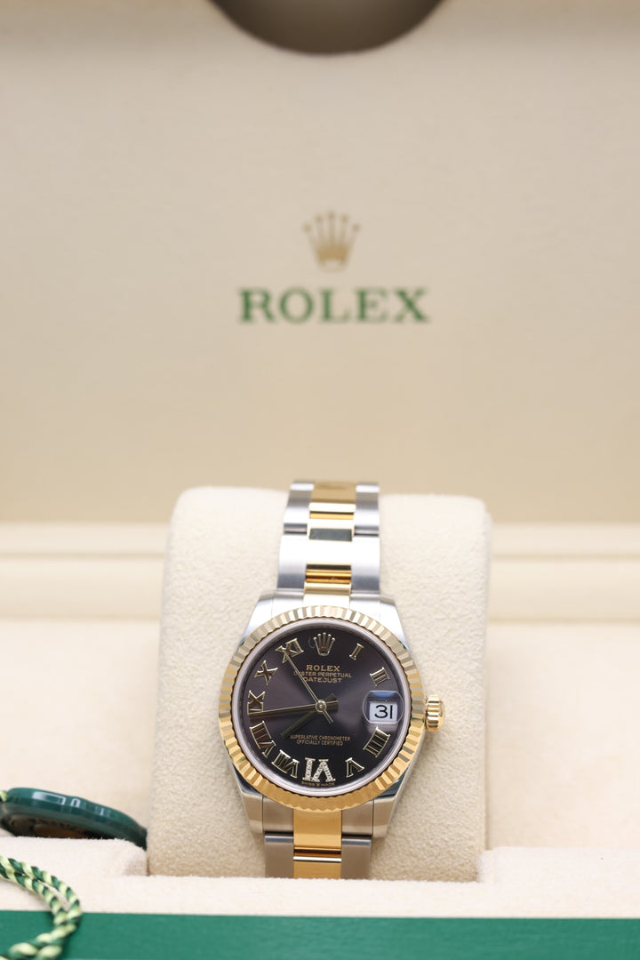 Rolex Datejust Rhodium Roman Numeral Diamond VI Stainless Steel & Yellow Gold 31mm - 278274