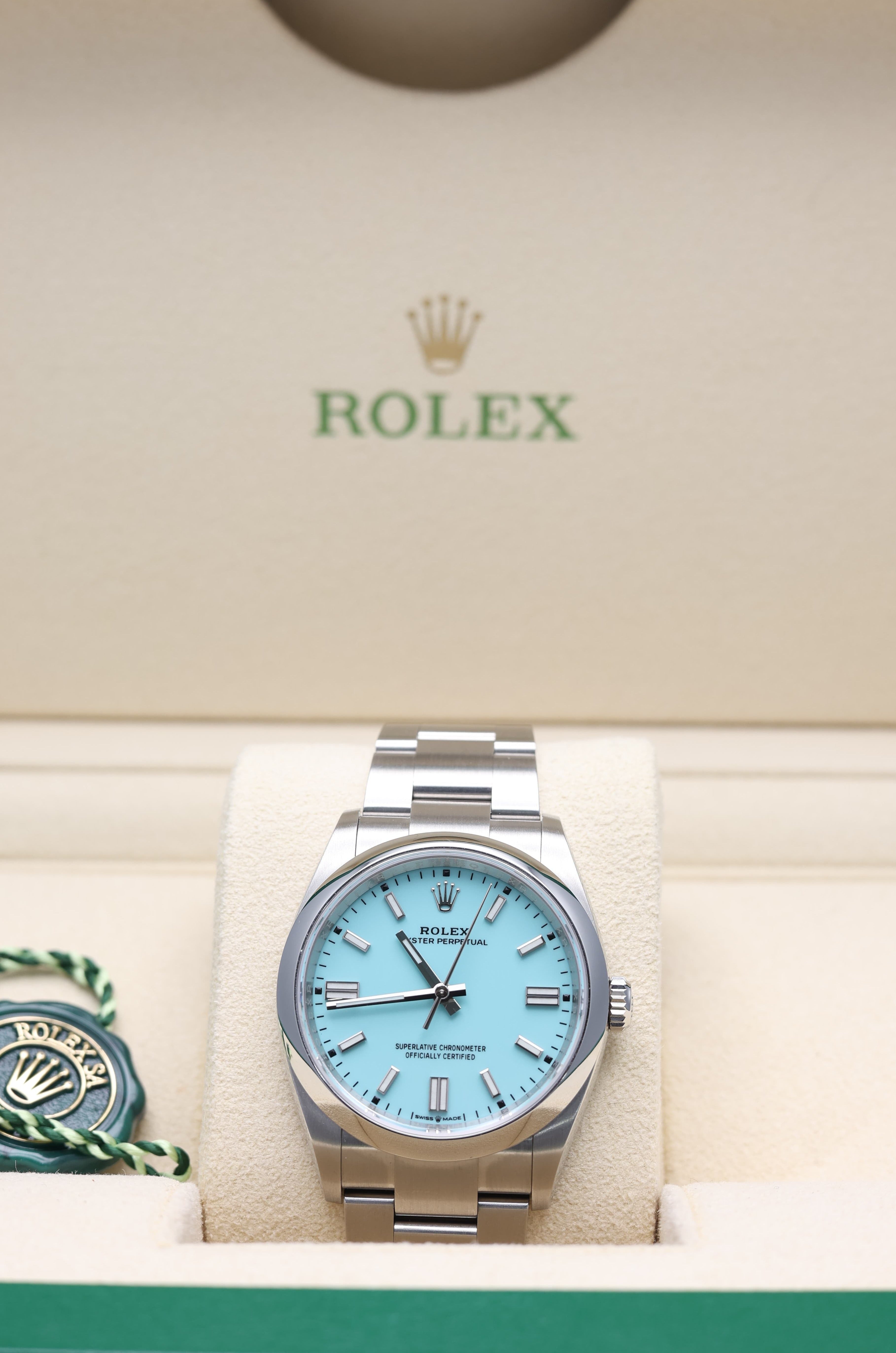 Rolex op 36 turquoise sale