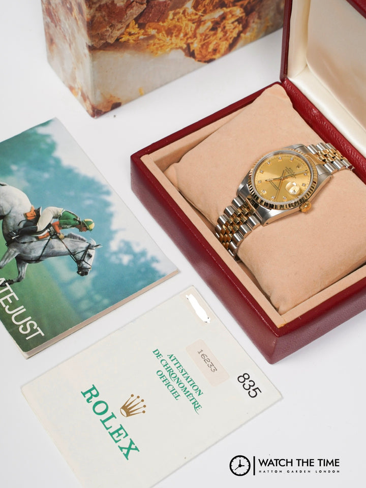 Rolex Datejust 36 16233 Champagne Diamond Stainless Steel & Yellow Gold - 1994
