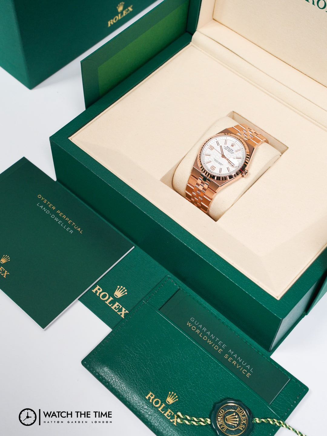 Rolex Land-Dweller 36 127235 White Dial Rose Gold - 2025