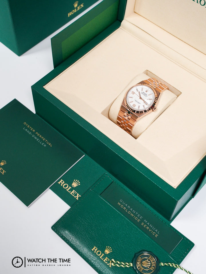 Rolex Land-Dweller 36 127235 White Dial Rose Gold - 2025