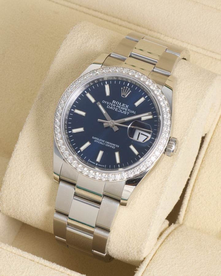 Rolex Datejust 36 Blue Factory Diamond Bezel Stainless Steel 2026 - 126284RBR