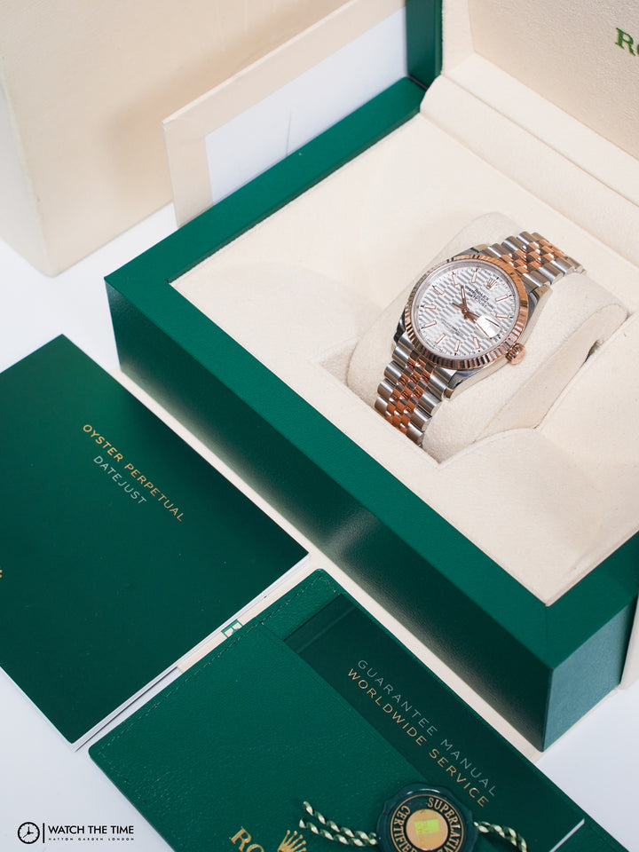 Rolex Datejust 36 126231 White Motif Dial Rose Gold & Stainless Steel - 2022