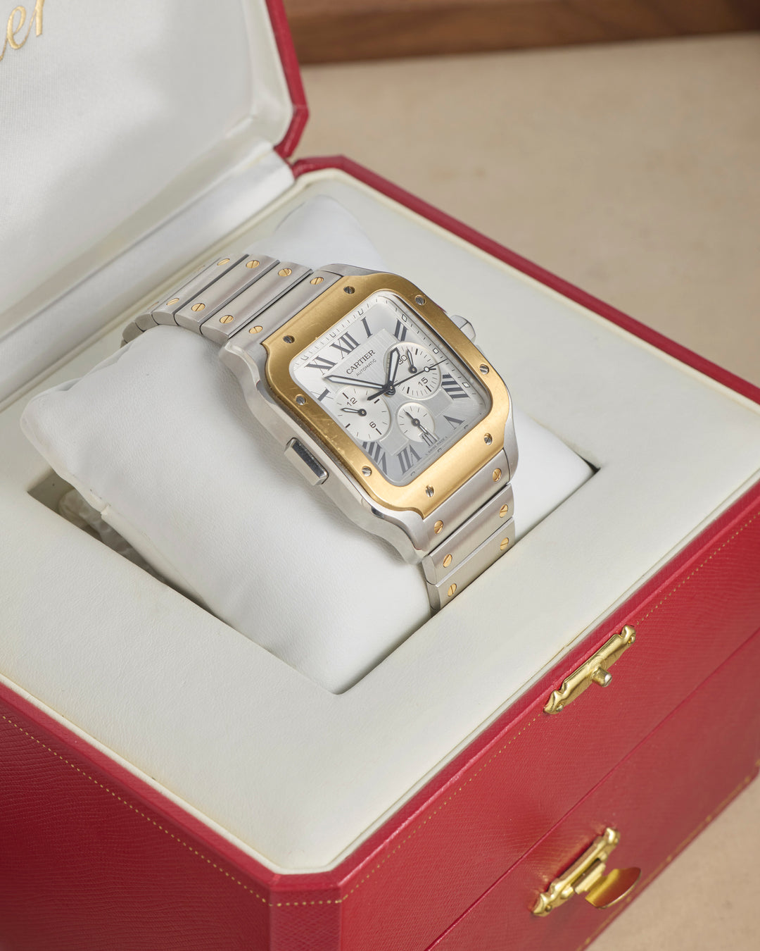 Cartier Santos 43 White Stainless Steel Yellow Gold WS2A008