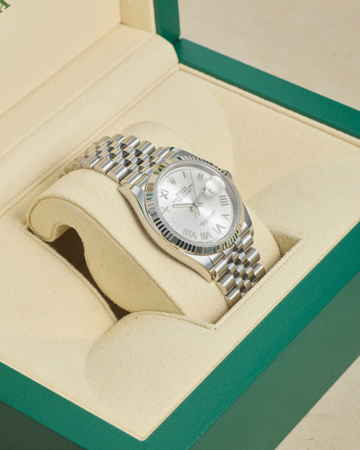 Rolex Datejust 36 Silver Roman Diamond VI & IX Stainless Steel & White Gold 2026 - 126234