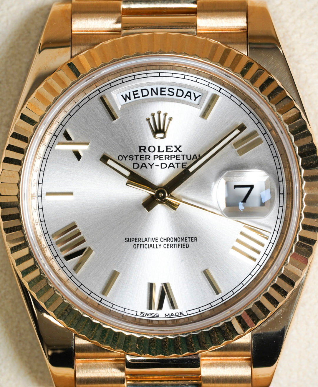 Rolex Day-Date 228238 Yellow Gold Silver Roman Dial 40mm - 2015