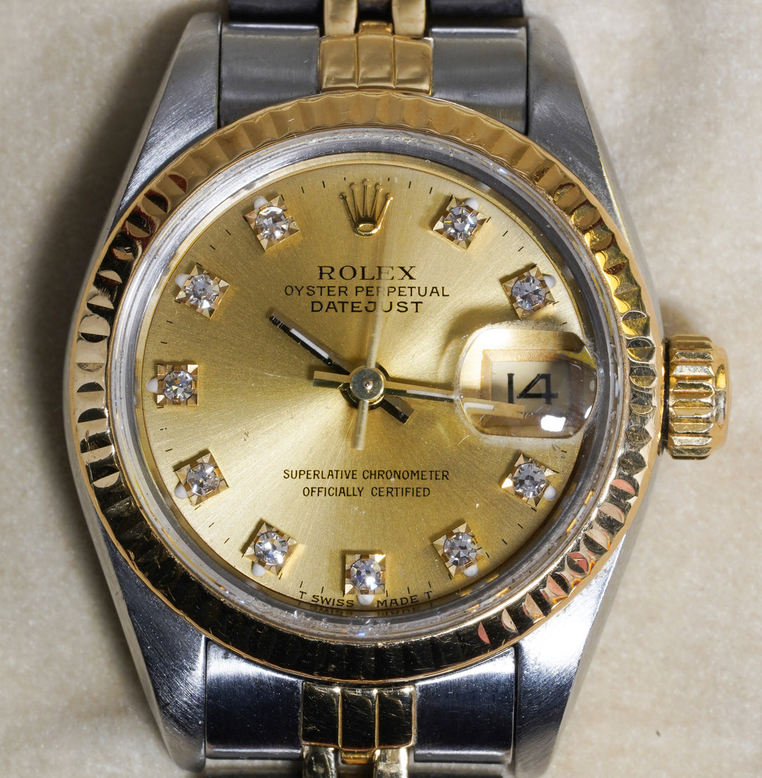 Rolex Datejust 26 69173 Champagne Diamond Stainless Steel & Yellow Gold - 1988
