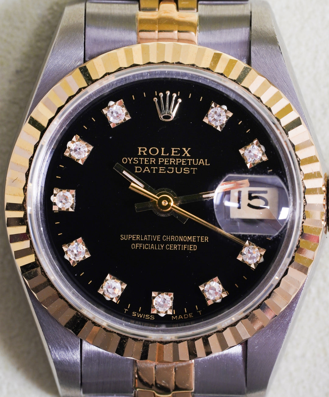 Rolex Datejust 26 68273 Black Diamond Stainless Steel & Yellow Gold
