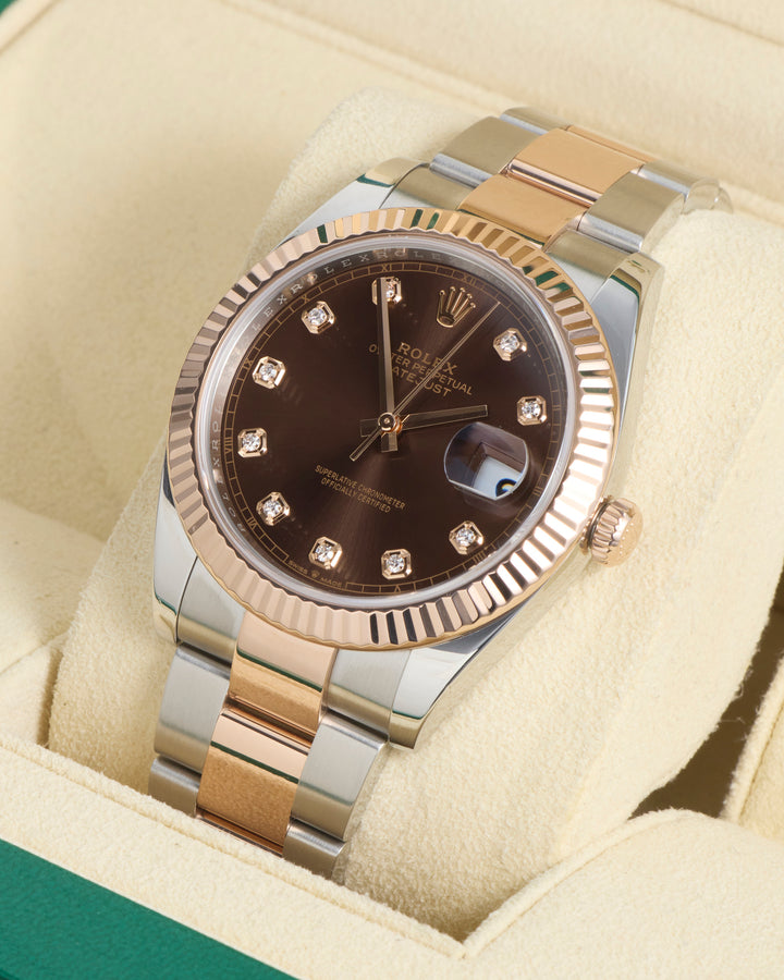 Rolex Datejust 41 Chocolate Diamond Dot Stainless Steel & Rose Gold 2021 - 126331