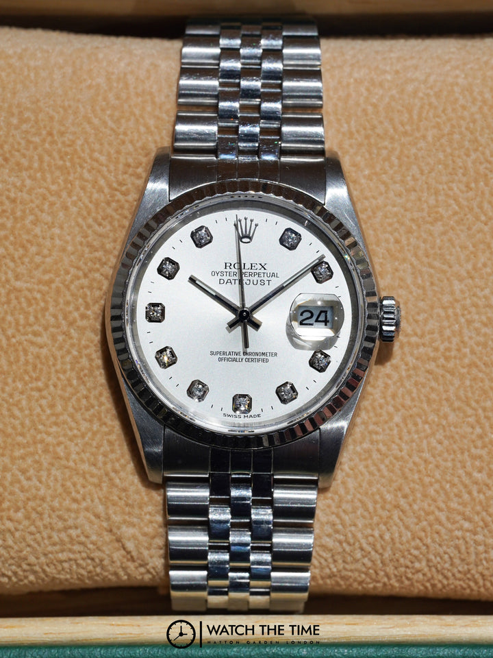 Rolex Datejust 36 116234 Silver Diamond Stainless Steel