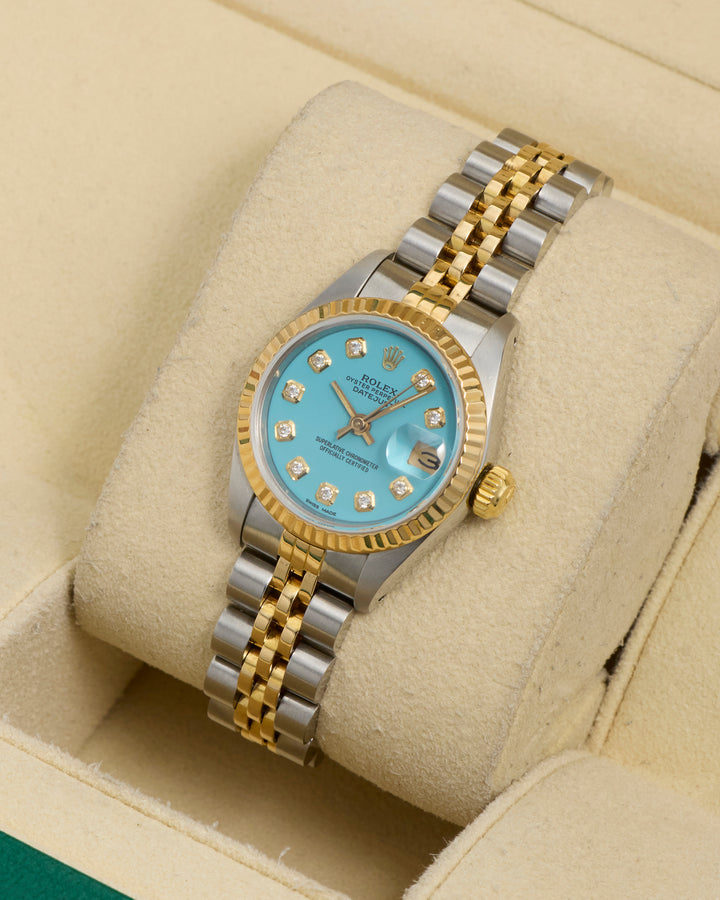Rolex Datejust 26 Turquoise Diamond Dot Stainless Steel Yellow Gold 1986 - 69173
