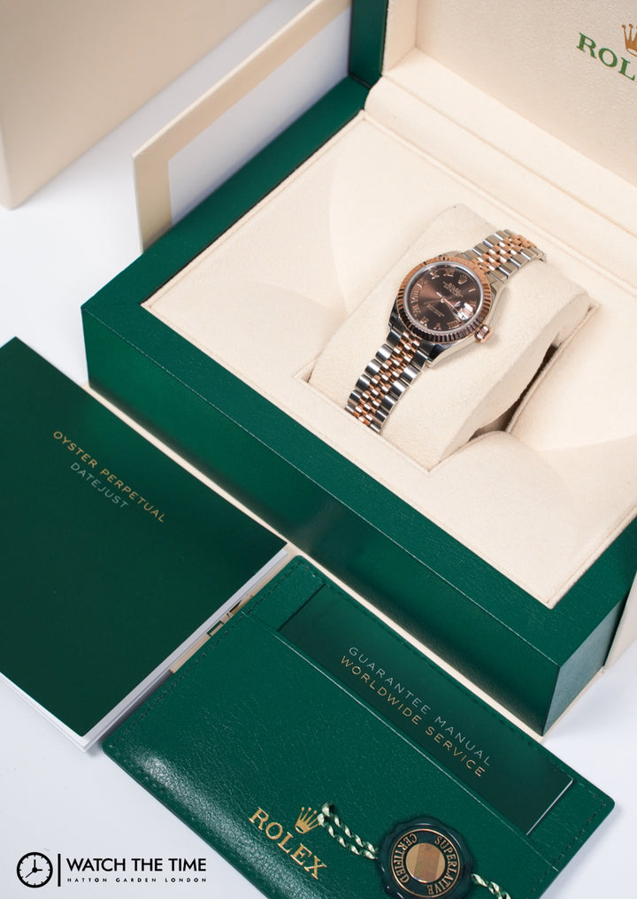 Rolex Datejust 28 279171 Chocolate Roman Dial Stainless Steel & Rose Gold - 2018
