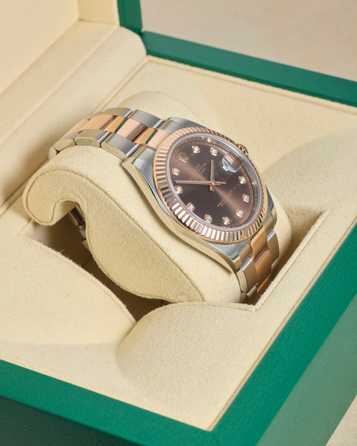 Rolex Datejust 41 Chocolate Diamond Dot Stainless Steel & Rose Gold 2021 - 126331