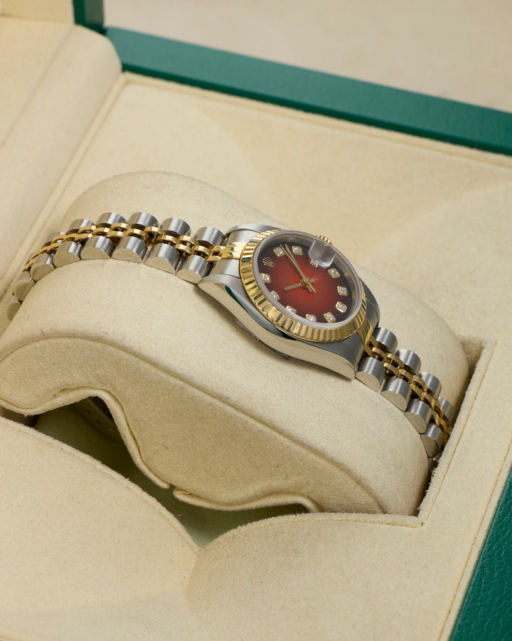 Rolex Datejust 26 Red Vinaigrette Diamond Dot Stainless Steel Yellow Gold Unknown - 69173