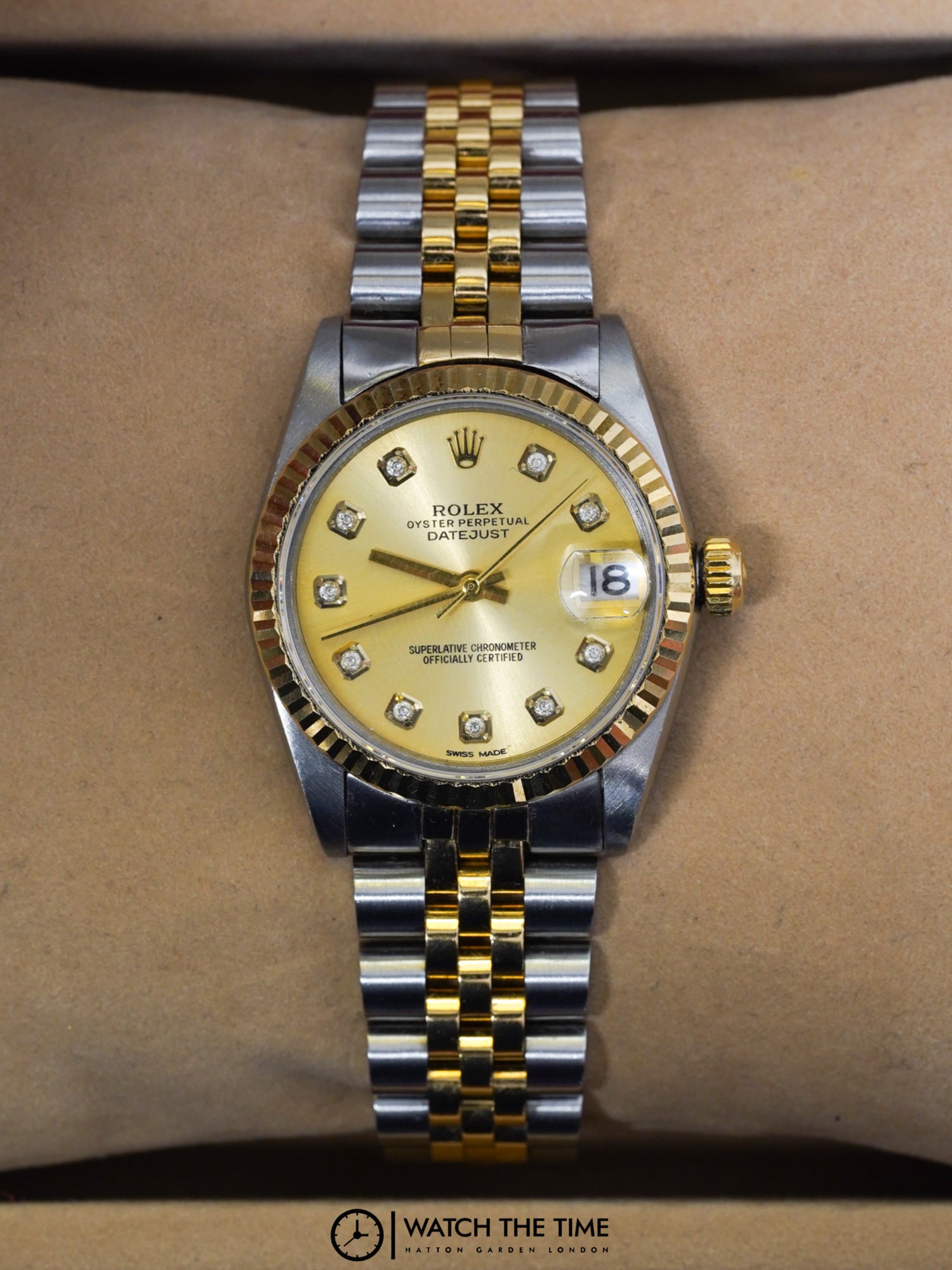 Rolex Datejust 31 68273 Champagne Diamond Dial Stainless Steel & Yello ...