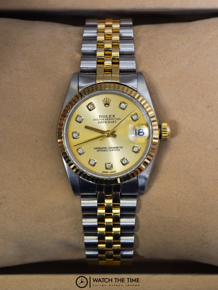 Rolex Datejust 31 68273 Champagne Diamond Stainless Steel & Yellow Gold - 1992