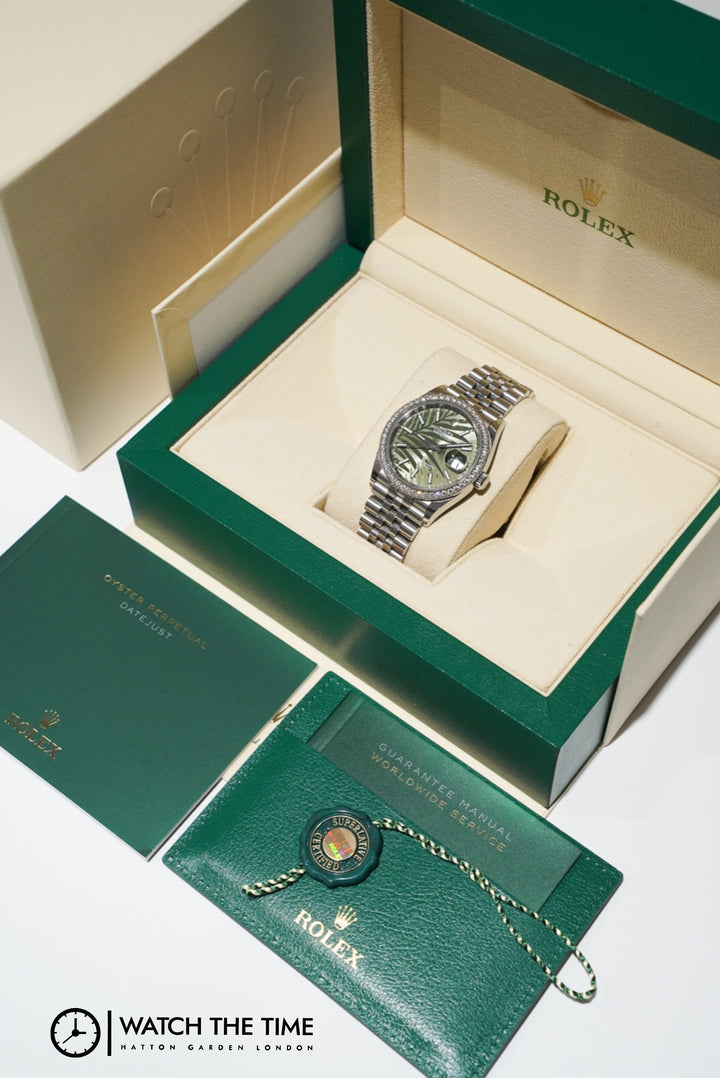 Rolex Datejust Green Palm Motif  Stainless Steel 36 mm -126284RBR
